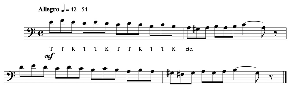 Example 6. Kopprasch Etude #37 using triple tongue